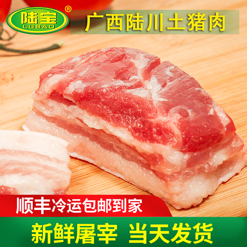 陆宝 广西陆川新鲜五花肉土猪肉鲜肉现杀猪肉生鲜肉农家散养500g