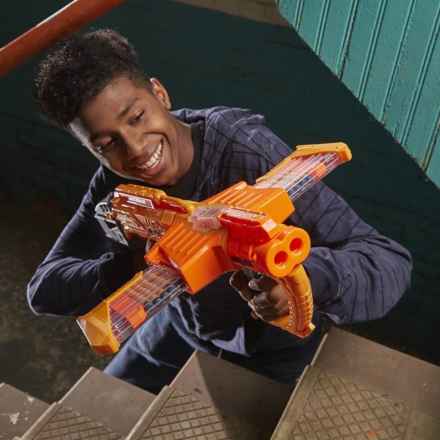 孩之宝NERF热火软子弹玩具枪 废土双面发射 美版橙机