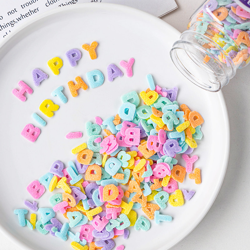 26个英文字母彩色装饰糖生日蛋糕装饰烘焙甜品卡通糖珠糖针点缀