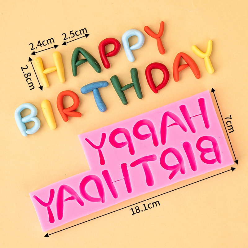 生日快乐happy birthday英文字母文字蛋糕装饰巧克力翻糖硅胶模具
