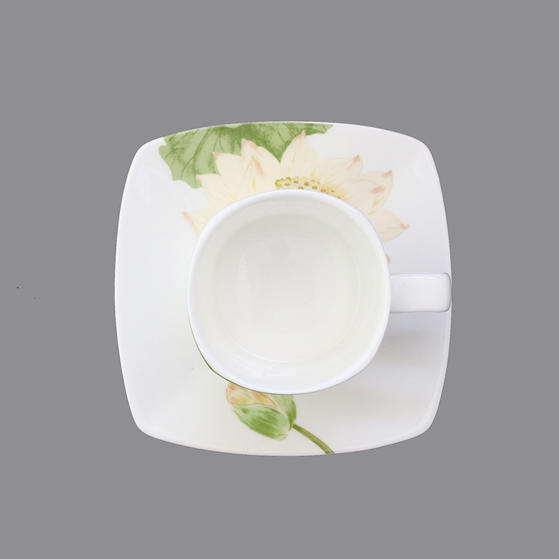 荷花 200毫升骨瓷小杯子陶瓷品茗杯小茶杯家用水杯创意咖啡杯