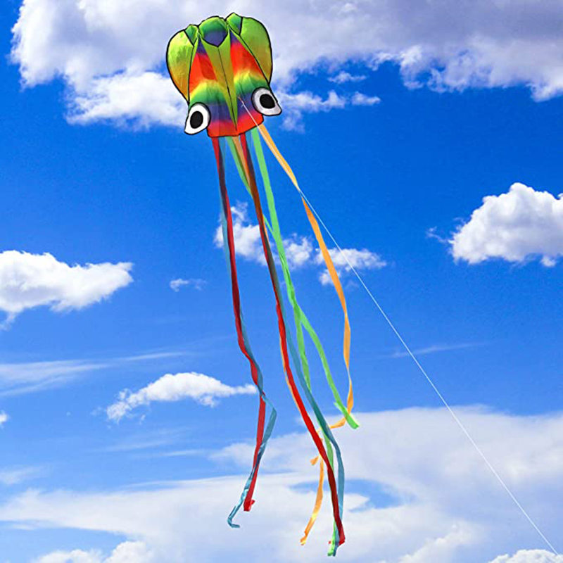 巨好放！避免尴尬！超大出老美巨型软体彩虹章鱼风筝儿童飞行风筝