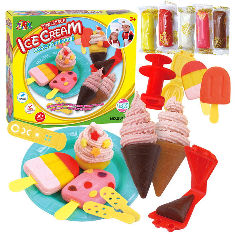 幼儿园手工制作彩泥3D橡皮泥工具套装冰激凌雪糕冰淇淋模具玩具