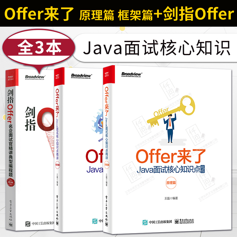 全3本 Offer来了Java面试核心知识点精讲原理篇 框架篇 剑指Offer名企面试官精讲典型编程题第2版 c程序员面试宝典