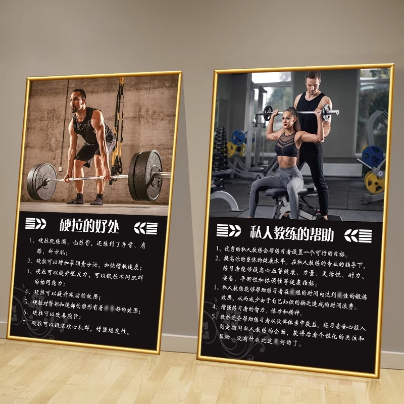 健身房墙面装饰挂画壁画器材项目海报私教运动图片励志背景墙贴纸