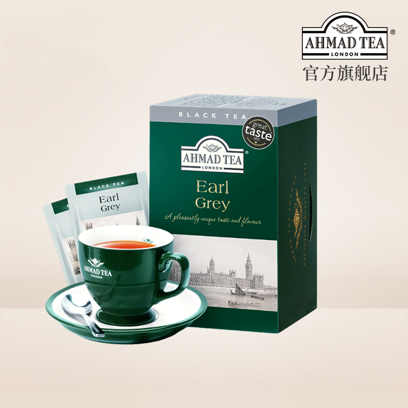AHMAD TEA英国亚曼伯爵锡兰英式早餐大吉岭红茶20个进口袋泡茶包