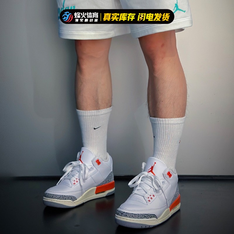 烽火 Air Jordan 3 AJ3 WMNS 白红灰 中帮复古篮球鞋 CK9246-121