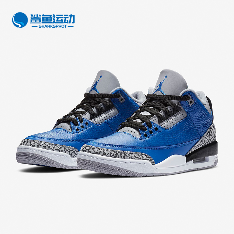 Nike/耐克正品Air Jordan 3 AJ3 爆裂纹皇家蓝水泥篮球鞋 CT8532