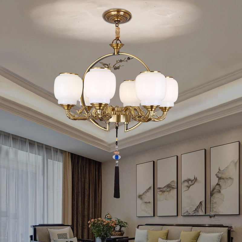 全铜新中式客厅大气家用简约设计师中国风中餐厅卧室大厅创意吊灯