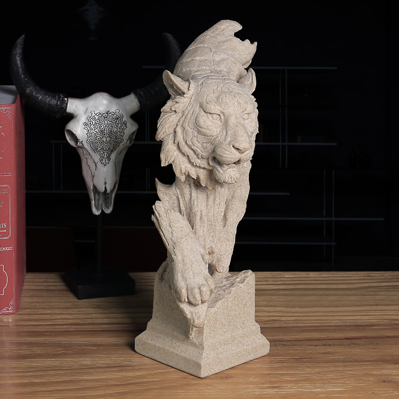 北欧动物雕塑砂岩马头摆件办公室花架样板房书房客厅酒柜软装饰品