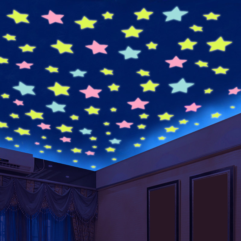 天花板自粘卧室创意儿童房间装饰品星星夜光贴墙壁贴纸荧光墙贴画