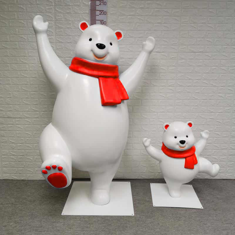 商场卡通北极熊玻璃钢雕塑房地产公园冰雕创意熊装饰落地摆件