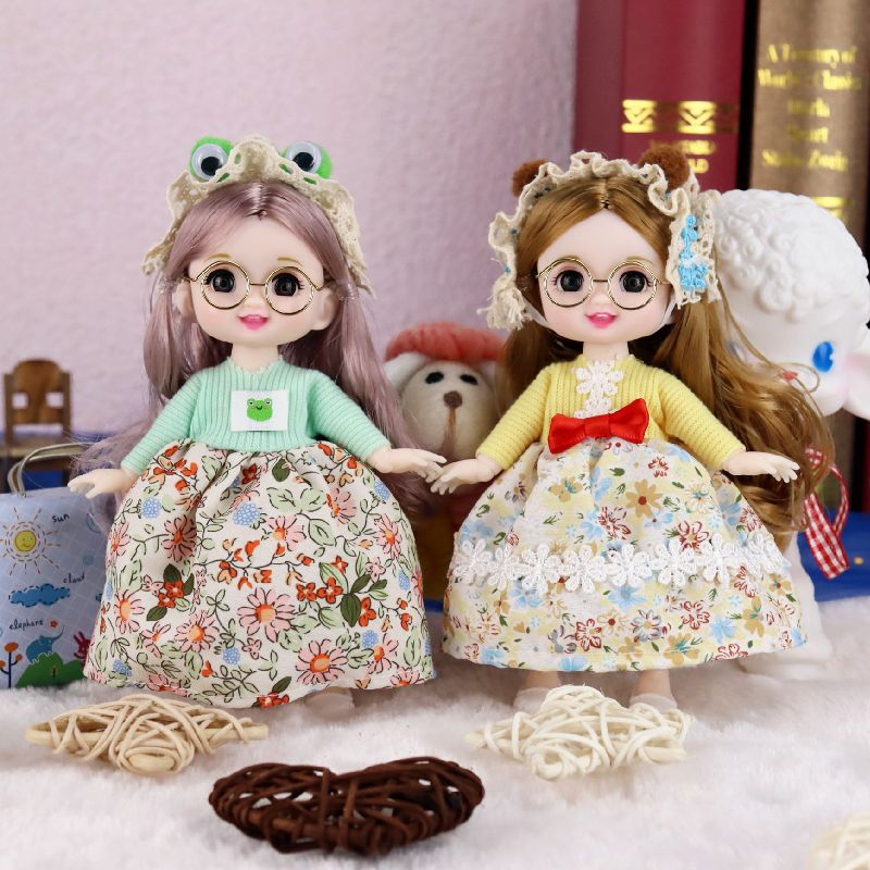 小玩偶可换衣服17厘米芭比娃娃套装衣服可爱娃娃玩具女宝宝娃衣w