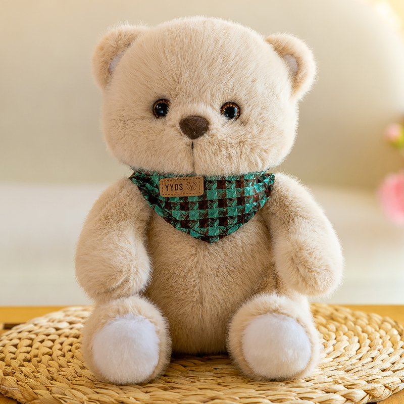 可爱小熊公仔围兜泰迪宝宝熊安抚陪伴儿童床上毛绒玩具娃娃抱枕女