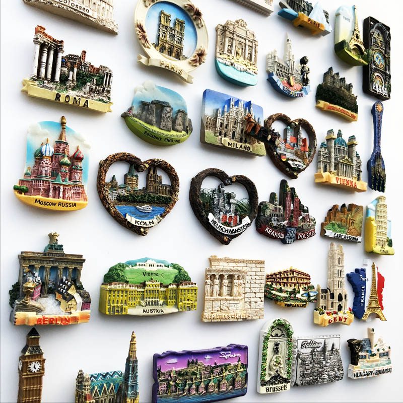 欧洲各国旅游城市冰箱贴磁贴名胜景点纪念工艺品3D立体树脂磁力贴