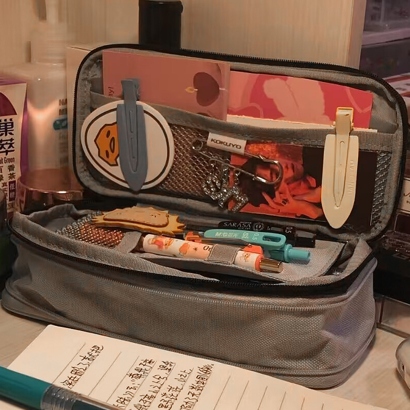 日本国誉KOKUYO大容量笔袋多功能男女一年级小学生创意文具盒帆布