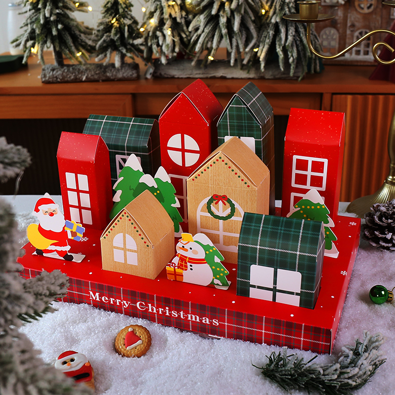 圣诞节房子盒屋子包装盒房屋盒糖果雪花酥牛轧糖礼盒摆设装饰盒子