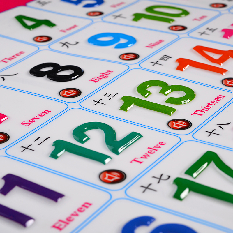 1-8岁宝宝认数1到100有声挂图儿童学数学认数字语音玩具 数字卡片