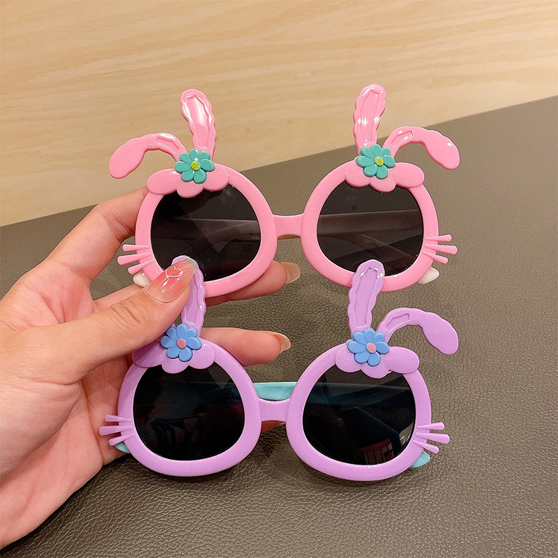 儿童眼镜女童卡通可爱宝宝小兔子遮阳墨镜女孩装饰玩具太阳镜防晒