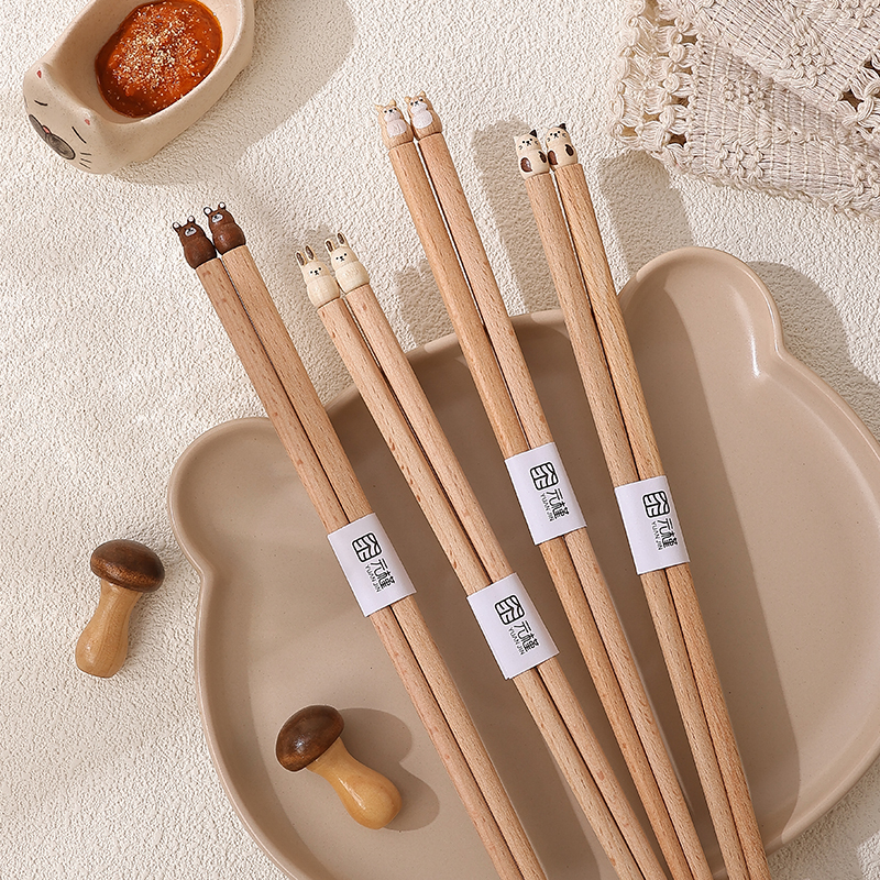 特别好看的筷子竹木情侣快子高颜值卡通小熊木筷日式家用一人一筷
