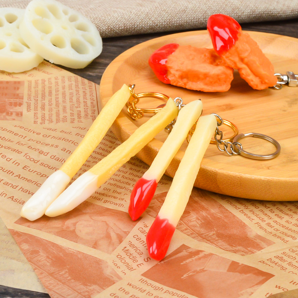 仿真薯条番茄酱鸡块钥匙扣肯德基麦当劳炸鸡腿模型食玩过家家玩具