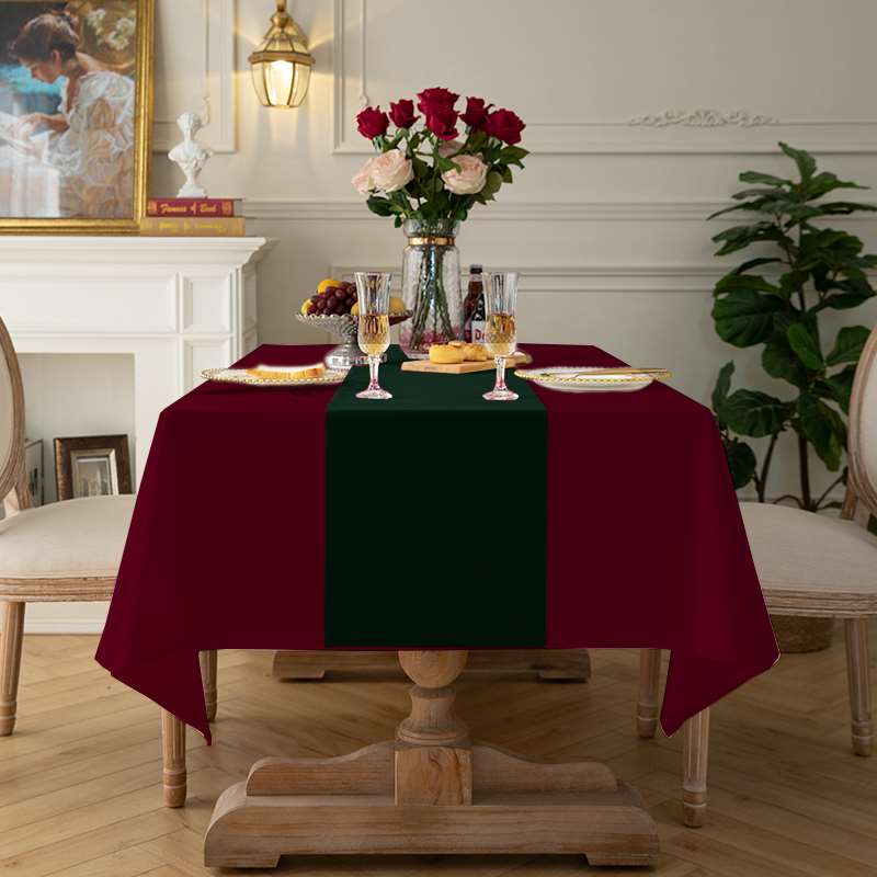 正品丝绒红色白色绿色纯色婚庆喜庆节日圣诞节新年桌旗餐桌布台布