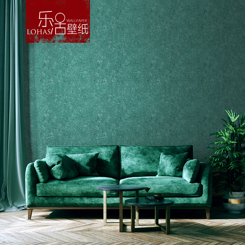 北欧纯色素色无纺布咖色灰色绿色壁纸复古美式客厅卧室墙纸非自粘