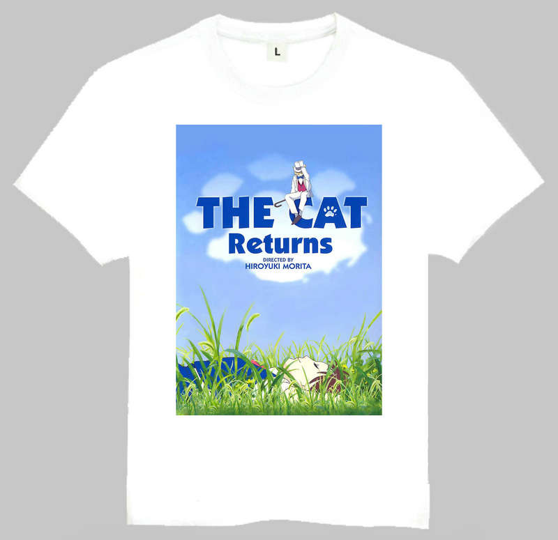 The Cat Returns T-shirt 宫崎骏 猫的报恩 T恤 白色短袖 动漫T恤