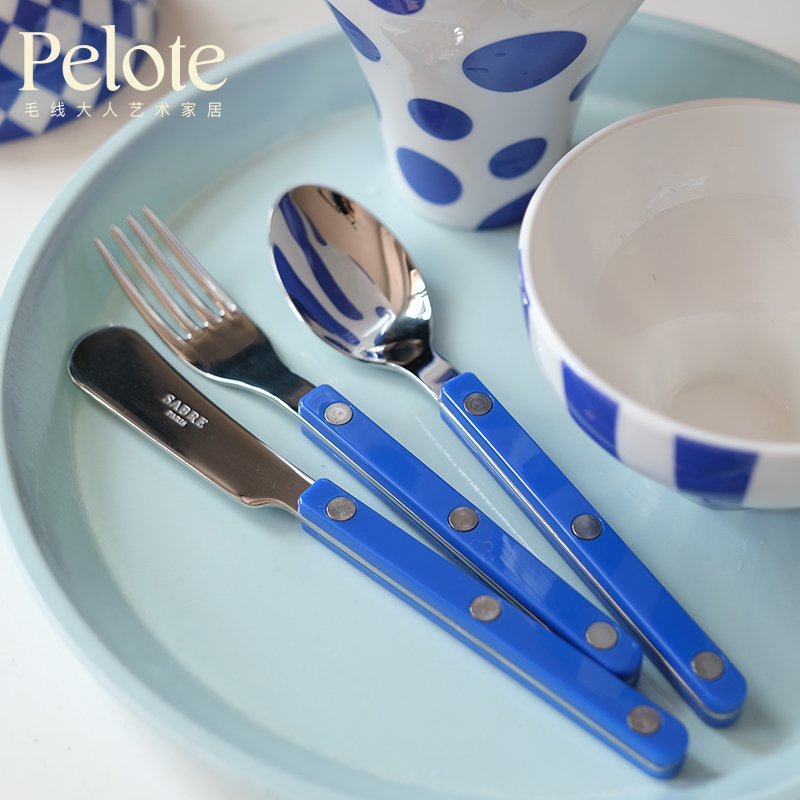 新品 法国正品Sabre Paris克莱因蓝色亮面西餐具刀叉勺高级法式