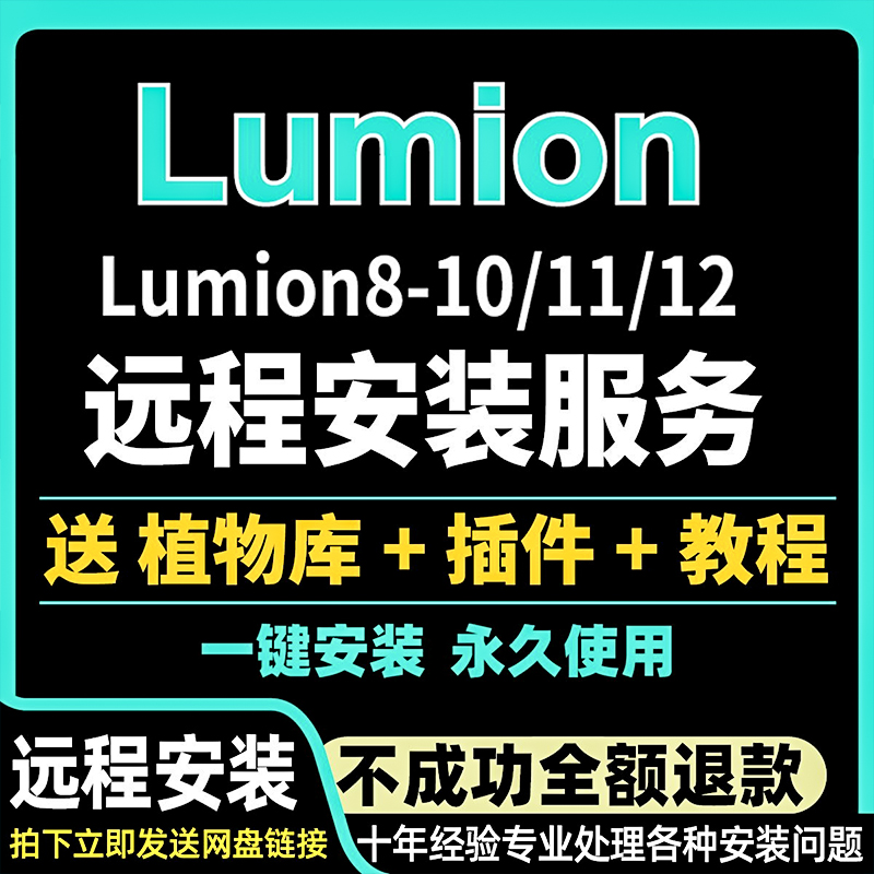 Lumion12pro/11/10/9/8/6/软件中文版远程安装服务插件素材包教程