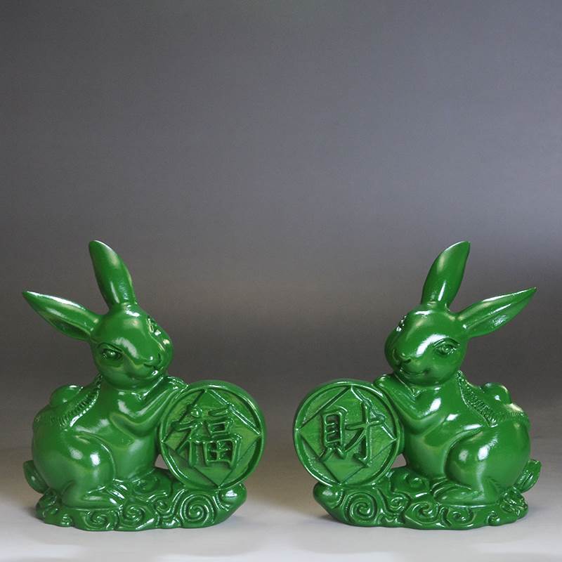 花梨木雕兔子摆件红木实木雕刻十二生肖寓意福财兔客厅家居装饰品