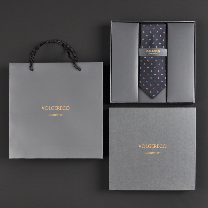 英国VG男士休闲商务领带礼盒装高端正装窄品牌结婚手打黑灰色7cm