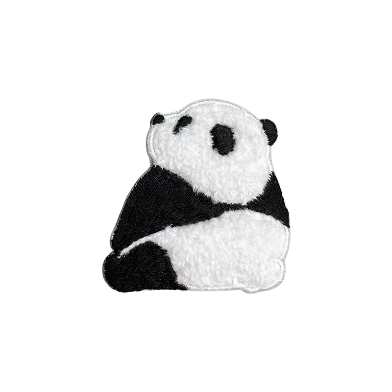 可爱大熊猫毛绒刺绣贴儿童衣服补丁缝制手机壳包包围巾装饰自粘贴