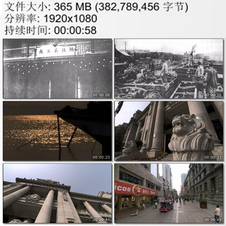 武汉汉口发展历史老照片 欧式建筑 汉口街头 实拍动态视频素材