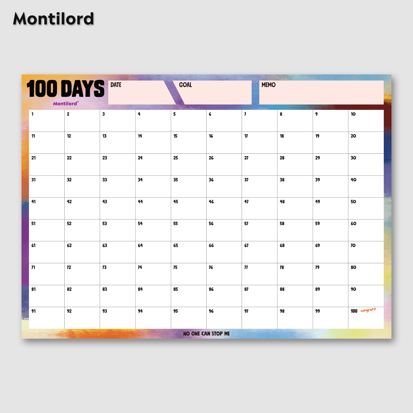 『Montilord』100天计划表 单墙贴考研减肥日程表习惯养成周记录表倒计时时间表作息月自律百日打卡表