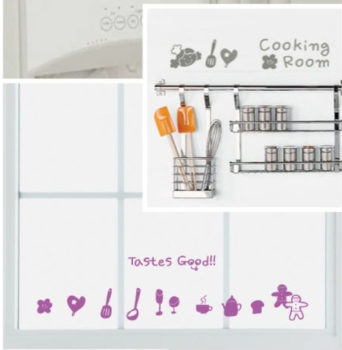 创意墙贴 厨房贴纸玻璃冰箱贴卡通可爱橱窗贴 厨房小贴士男孩女孩