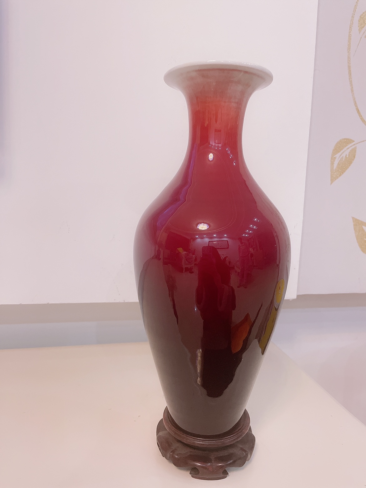 景德镇陶瓷颜色釉花瓶邓希平郎红橄榄瓶大师收藏作品现代家居摆件