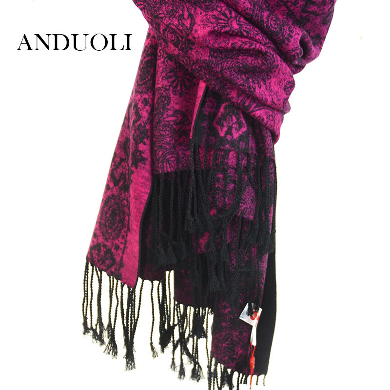 安多丽羊绒围巾女冬季新款 超长百搭保暖围巾双面拉绒披肩 包邮