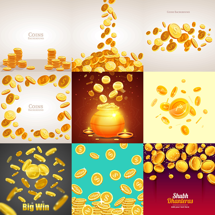 金币背景 数字货币钱币金融金钱黄金财富海报 AI格式矢量设计素材