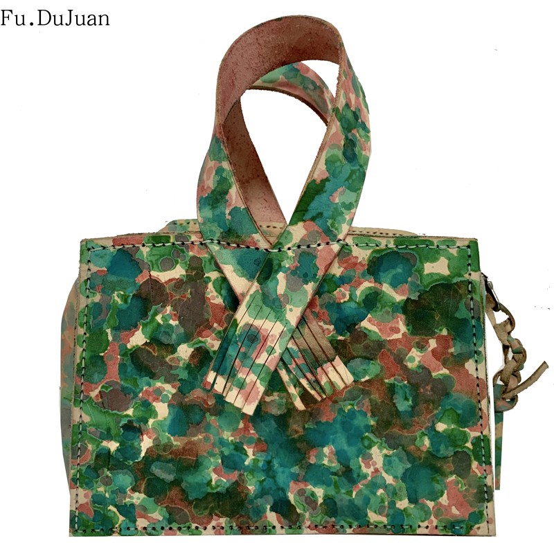 独立原创 Fu.DuJuan中国设计师包 优雅淑女手绘碎花牛皮包 手提包