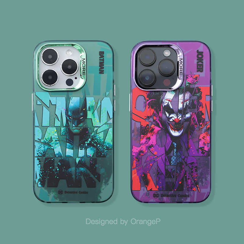 暗黑风紫色小丑iPhone14pro磨砂防摔保护套15适用于苹果13Promax手机壳欧美超级英雄12蝙蝠侠硬壳11绿色小众