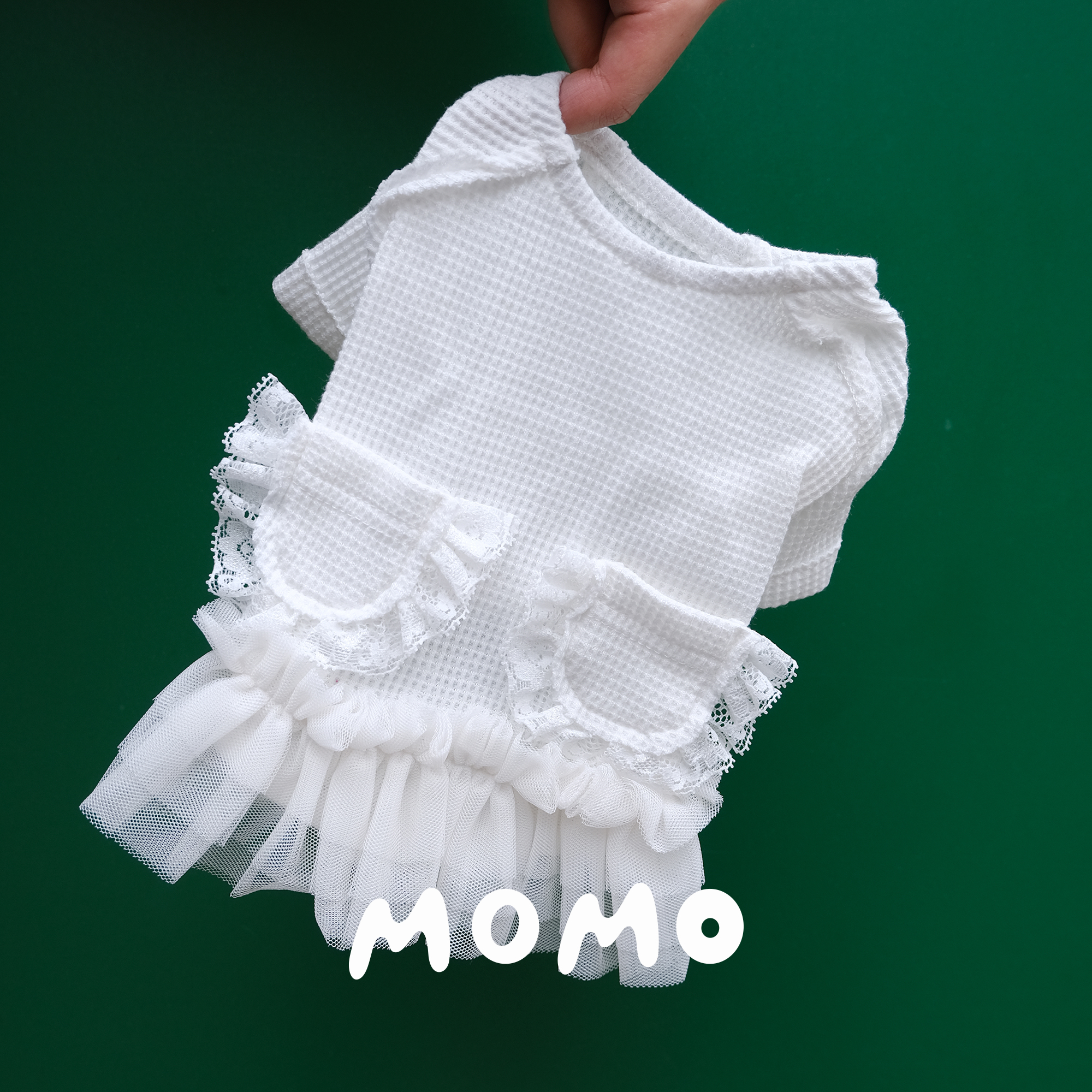 momo 韩国ins春夏宠物衣服白色蕾丝裙两脚约克夏马尔济斯比熊幼犬