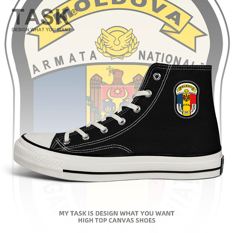 摩尔多瓦Moldova空军高帮帆布鞋男女硫化鞋夏保卫部队透气设 无界