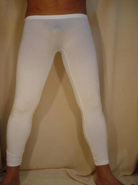 定制男士低腰紧身白色冰丝打底长裤透明性感纯色网纱弹性内衣超薄