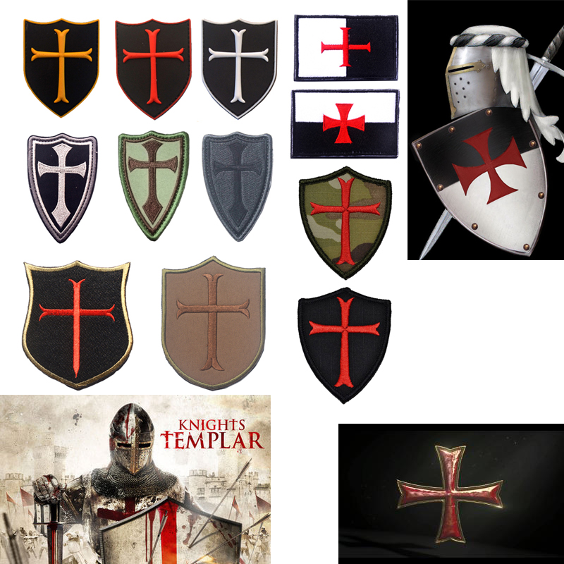 十字军 圣殿骑士 旗帜3D刺绣魔术贴 军事战术军迷徽章臂章