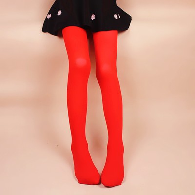 女童夏季红色连裤袜儿童薄款打底裤袜丝袜糖果色舞蹈裤袜子演出袜