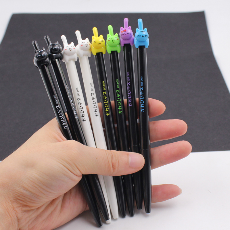 点石文具 全针管中性笔水笔学生用DS045按动式可爱超萌卡通跳动猫喵尾巴针管中性笔笔芯黑0.5水笔签字笔