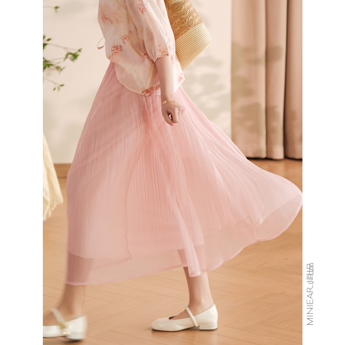小耳出品【安东尼花园】春夏两面穿瑞士网纱半身裙纯色优雅仙女裙