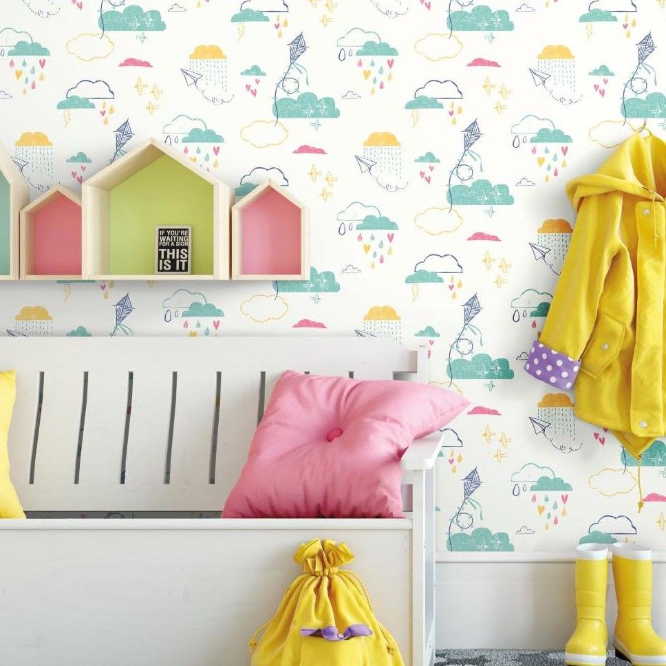 儿童房墙布无缝全屋男女孩卡通小汽车冰淇淋动漫现代简约卧室壁布