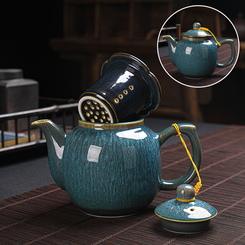 茶壶陶瓷过滤窑变单壶大号容量家用带内胆功夫茶具泡茶器杯子套装